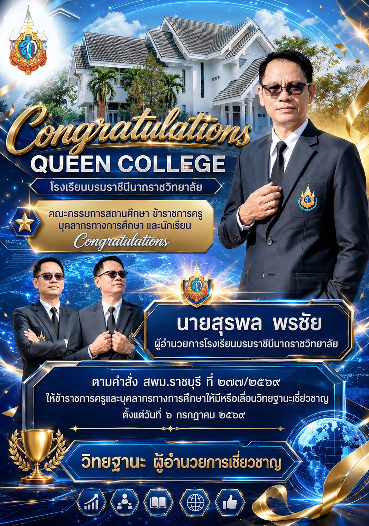 แสดงความยินดีกับผู้อำนวยการสุรพล พรชัย 